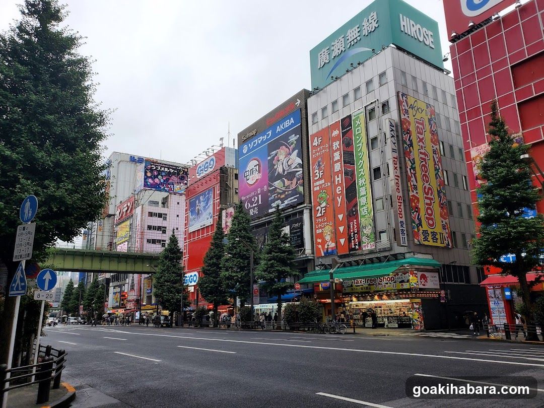 Downtown Street Scene with Shops and Buildings