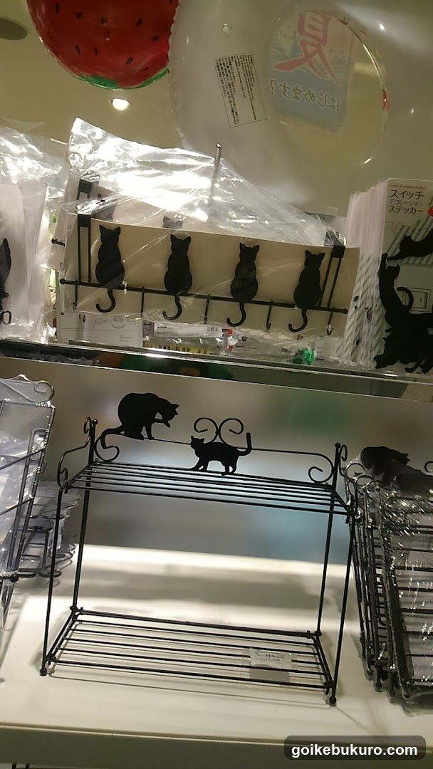 Cat-themed merchandise display