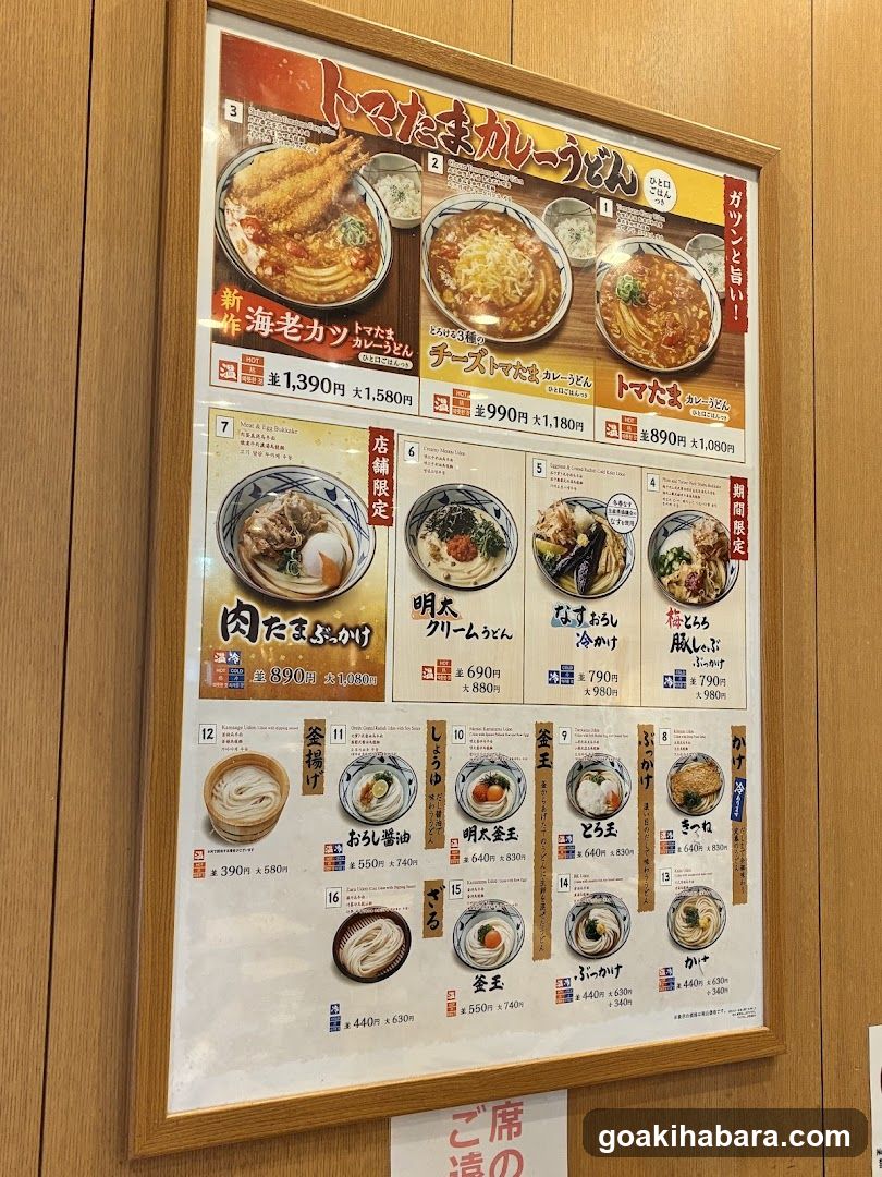 Tomatamaki Udon Menu Board