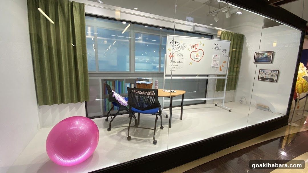 Interior Display with Whiteboard and Exercise Ball