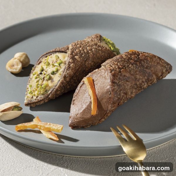 Chocolate Cannoli with Pistachio Filling