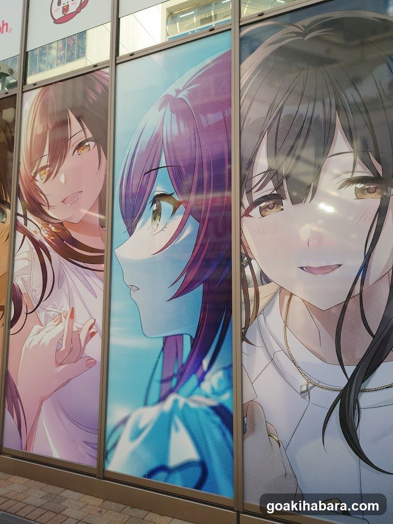 Anime Character Posters on Storefront Windows