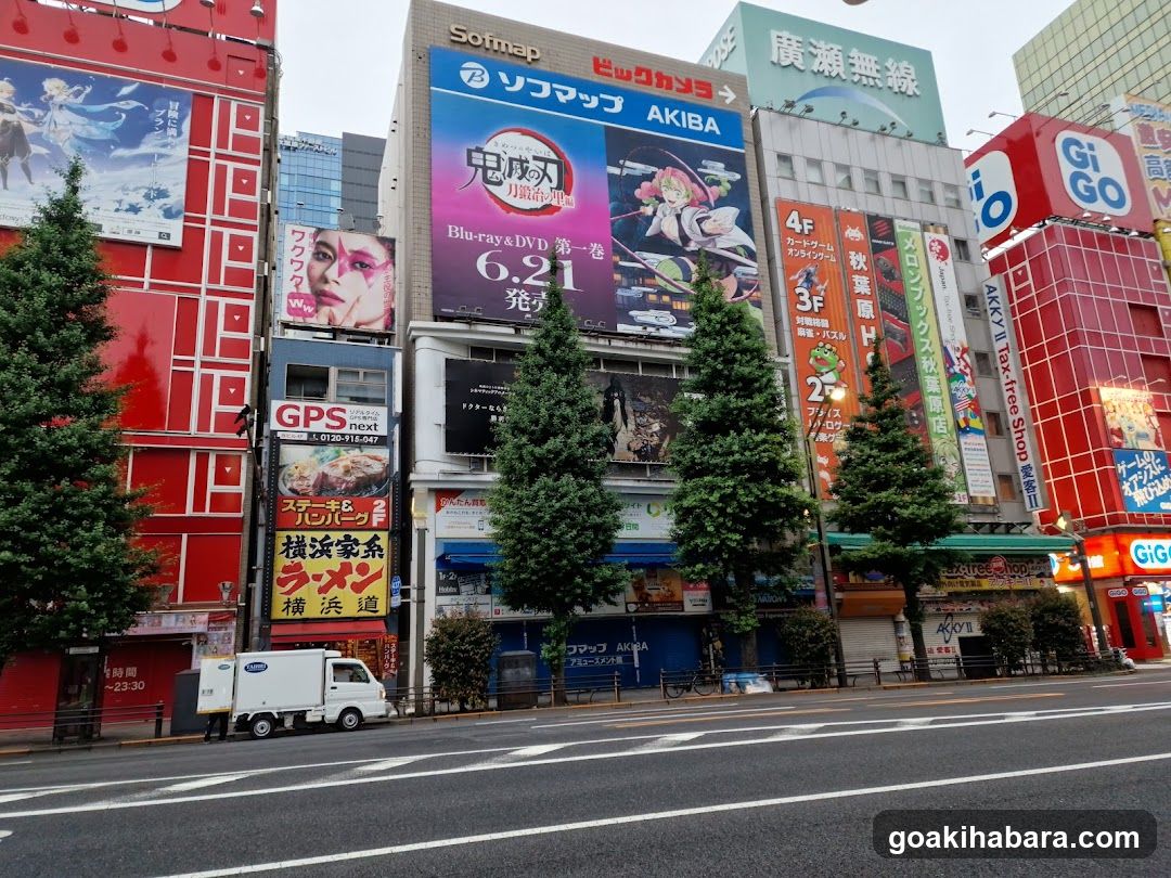Urban Street Scene with Billboards and Storefronts