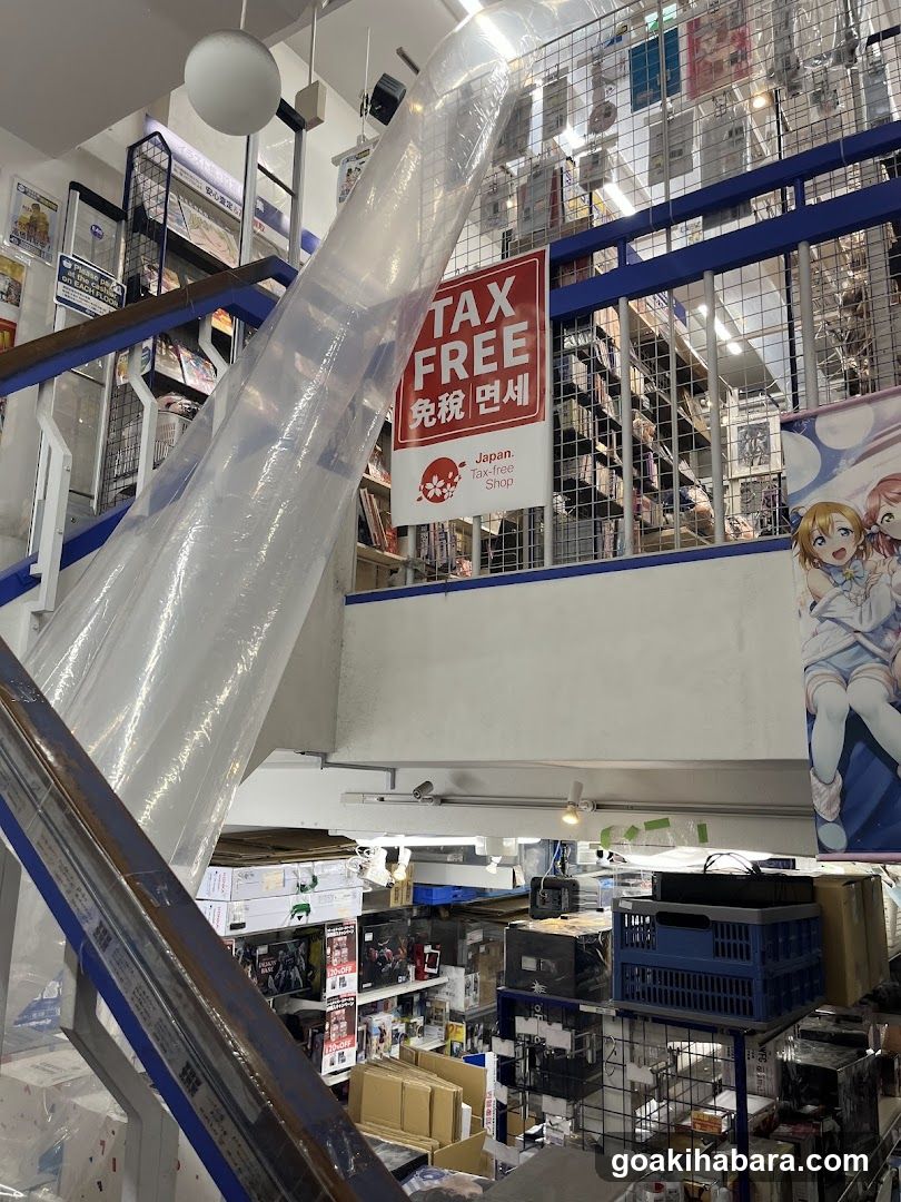 Interior of a store with tax-free signage