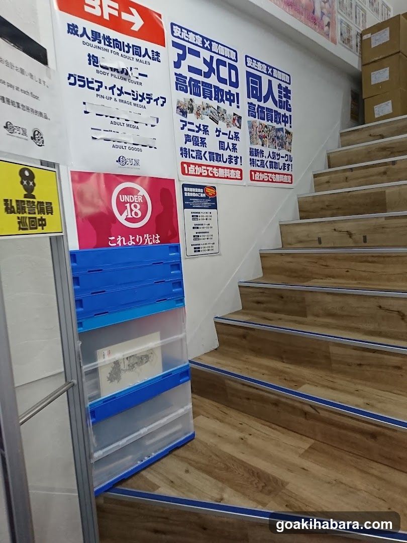 Staircase with Posters and Storage Units
