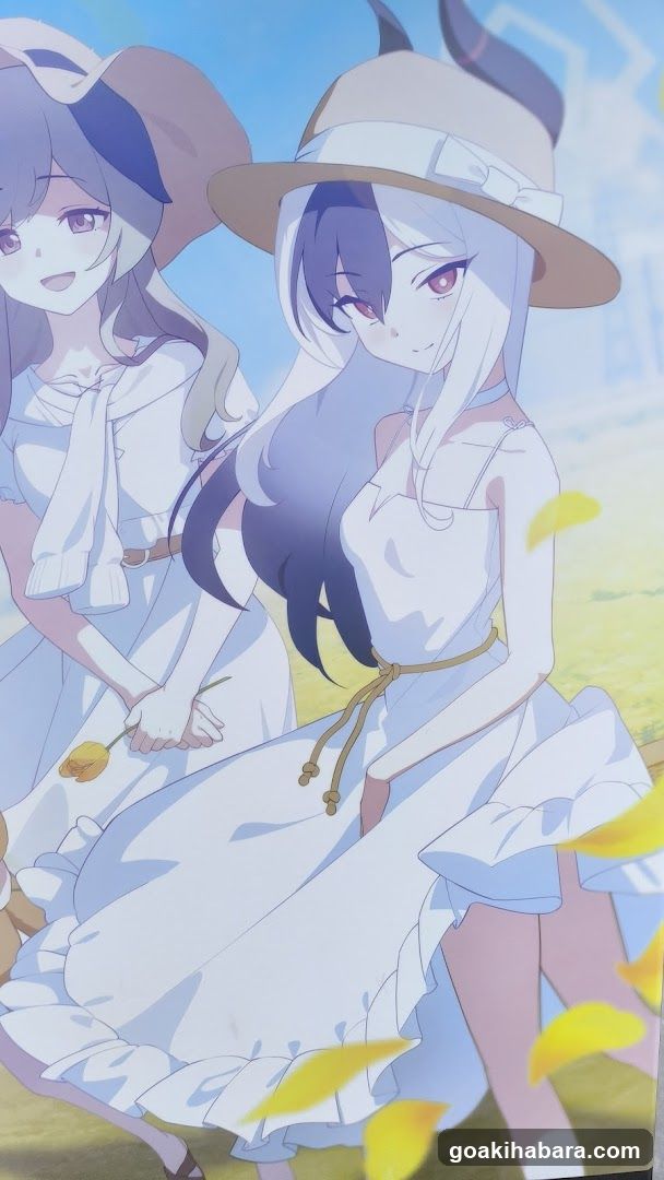 Anime-style illustration of two characters in white dresses