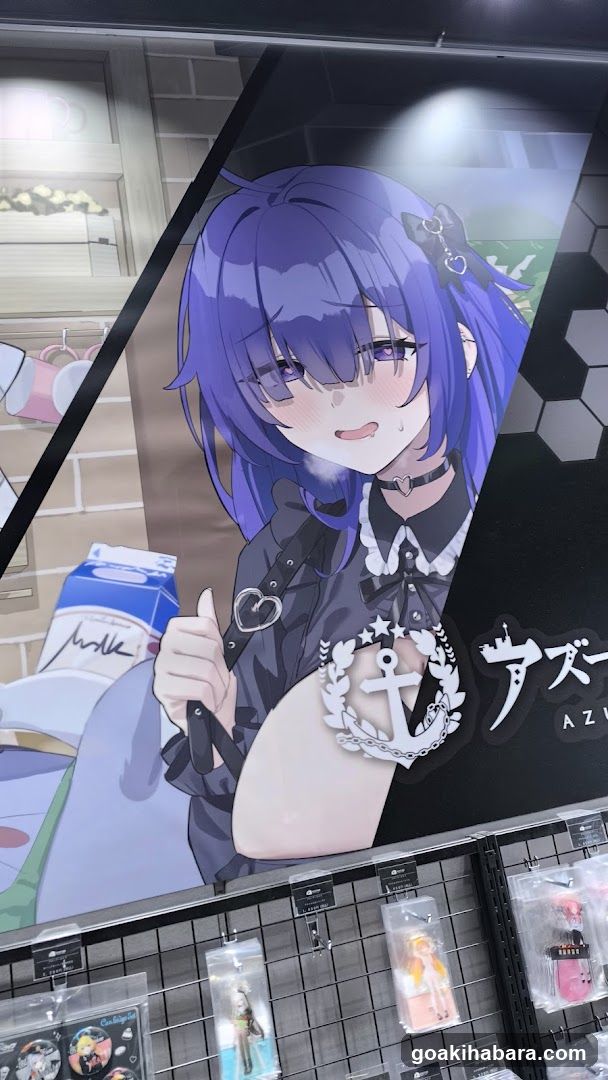 Anime character poster in store display