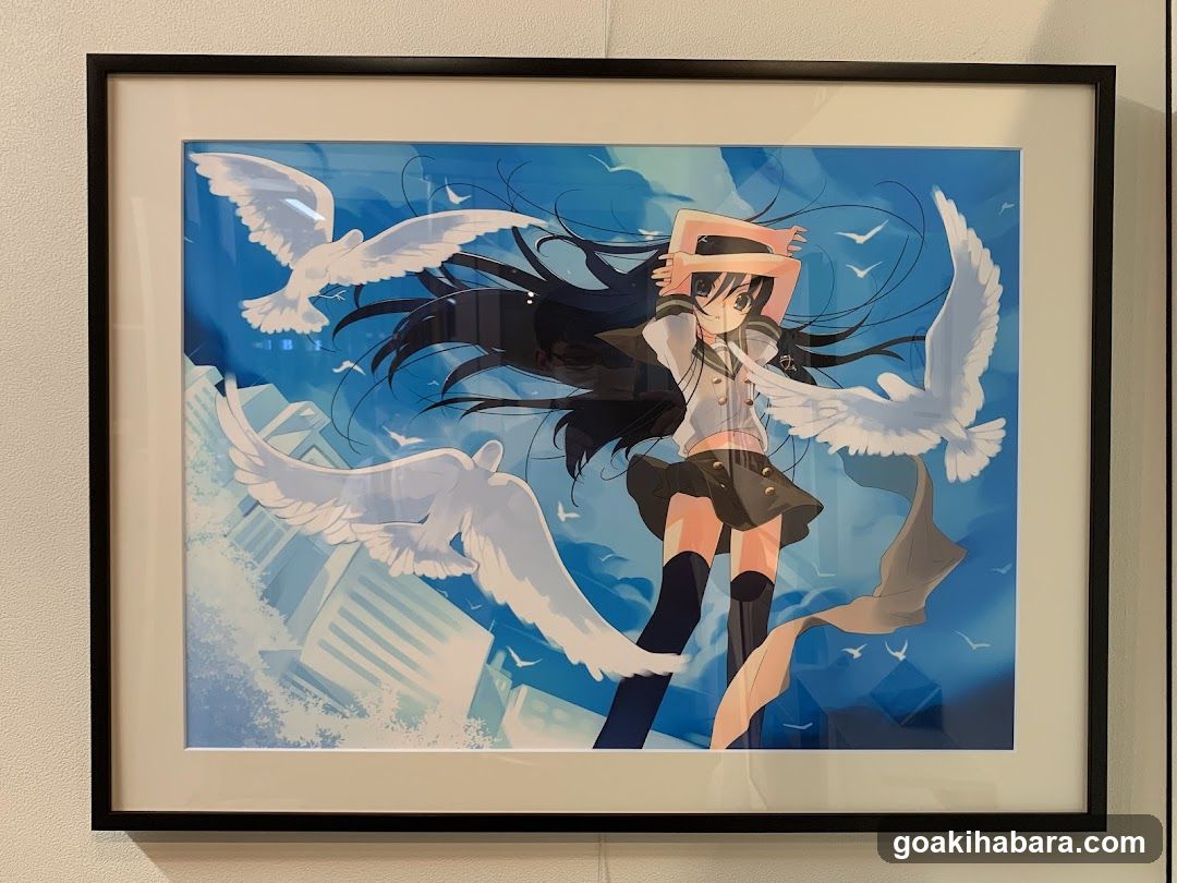 Anime Art Print with Pigeons and Character