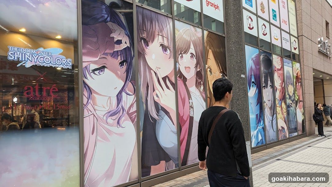 Anime Store Exterior with Large Character Posters