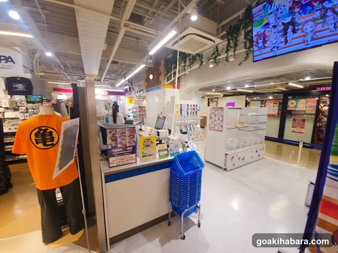 Interior of a Japanese store with merchandise and displays