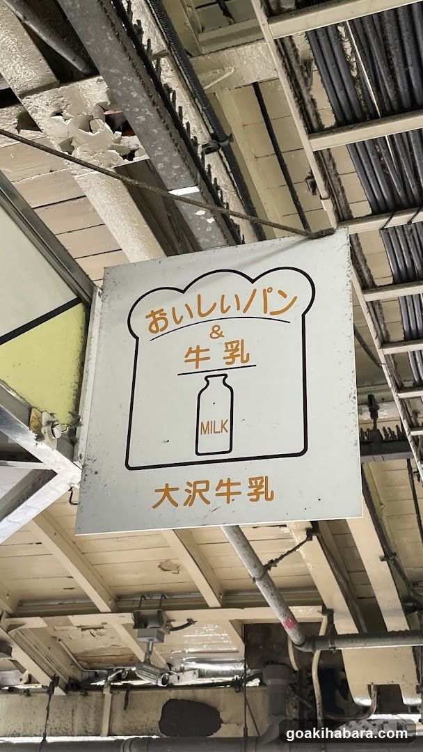 Sign with bread and milk illustration