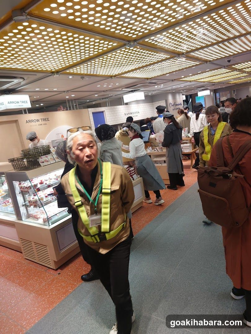Interior of a retail store with customers and staff