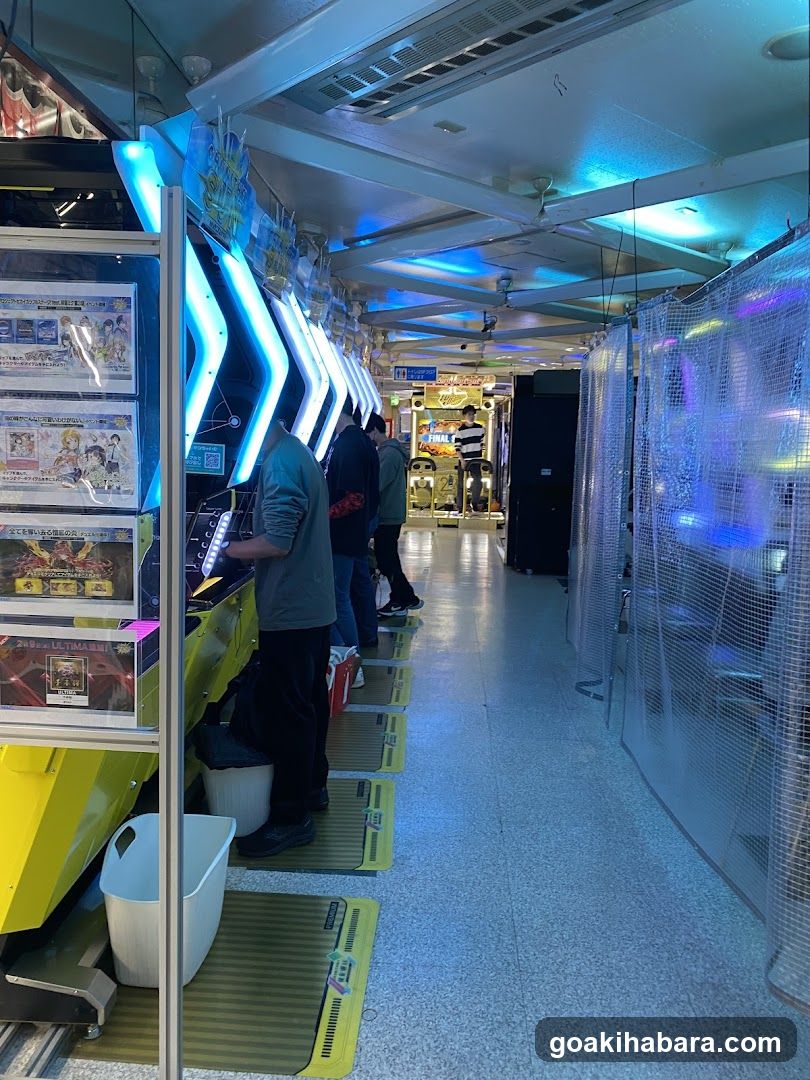 Arcade Interior with Arcade Machines and Players