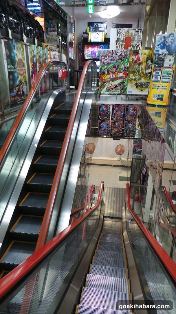 Shopping Center Interior with Escalators and Posters