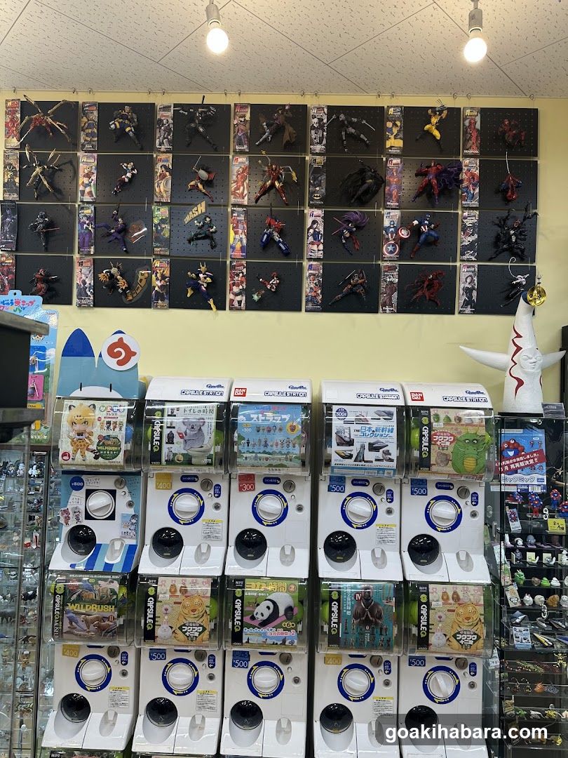 Gachapon Machine Display with Action Figure Wall