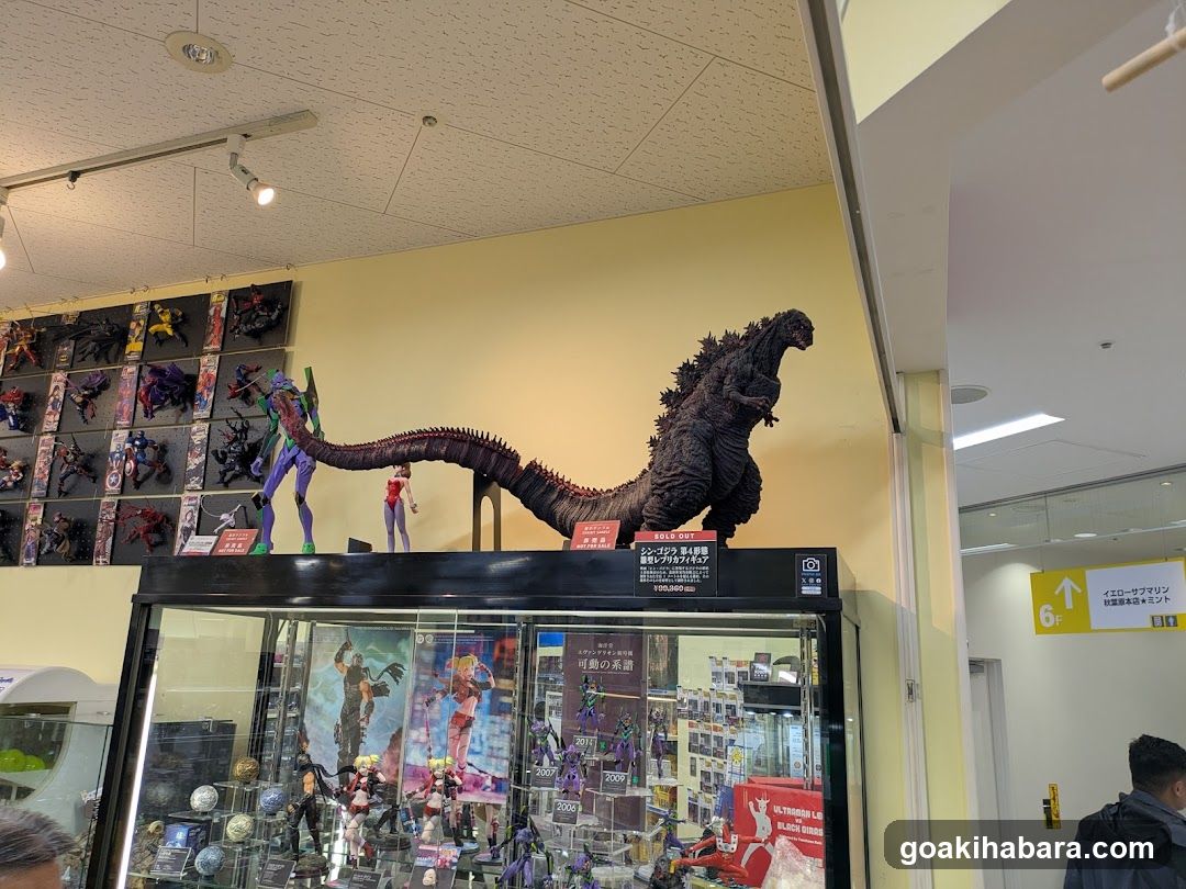 Toy Display Case with Godzilla and Evangelion Figures