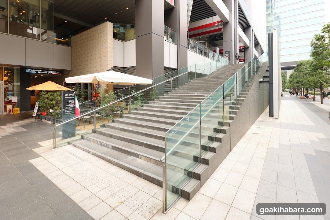 Modern Shopping Center Exterior with Staircase