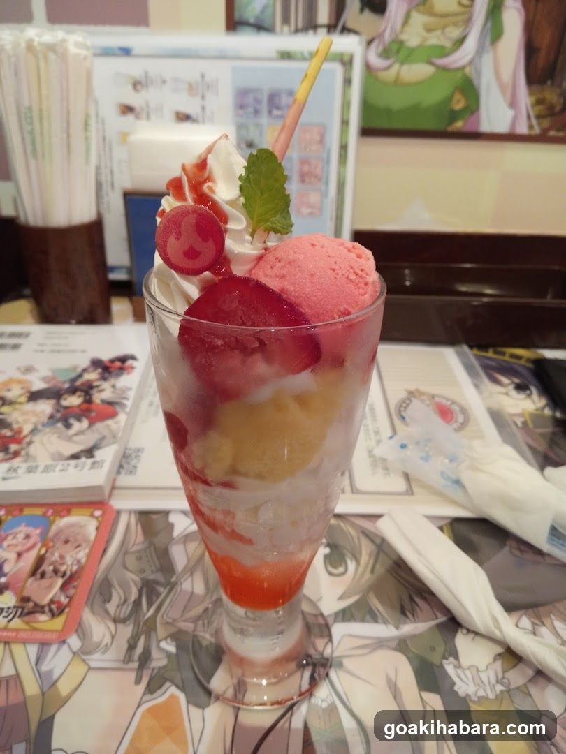 Strawberry Ice Cream Dessert with Anime Theme