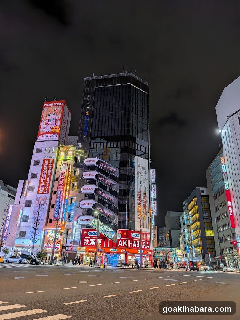 Night Street Scene with Neon Signs