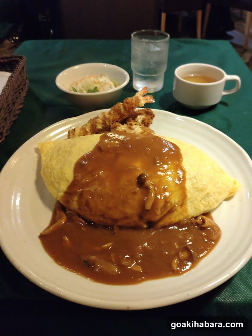 Omelette with Gravy and Tempura