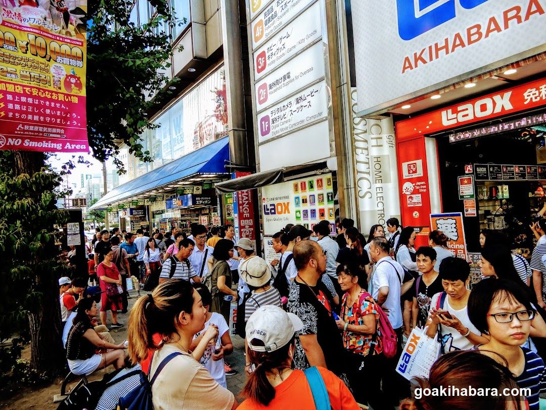 Crowded Street Scene in Akihabara, Japan
