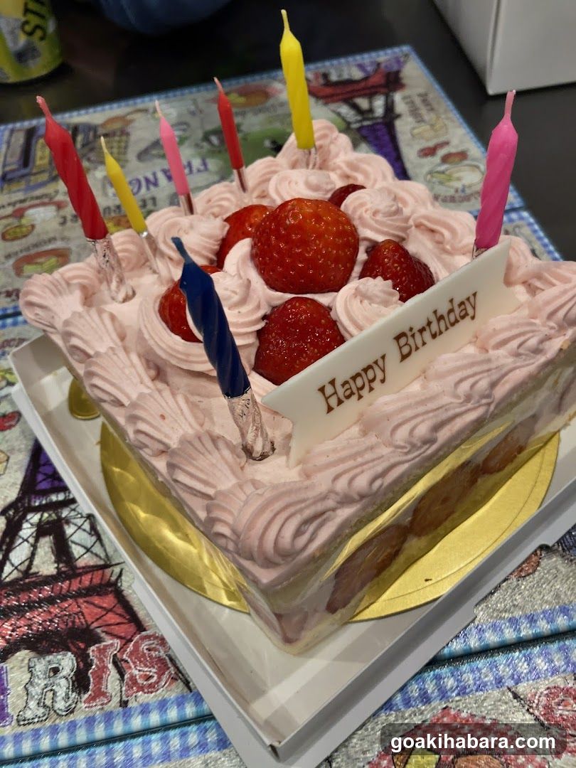 Birthday Cake with Strawberries and Candles