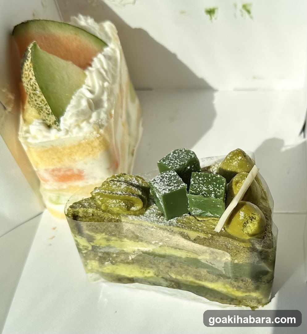 Matcha and Watermelon Cake Slices