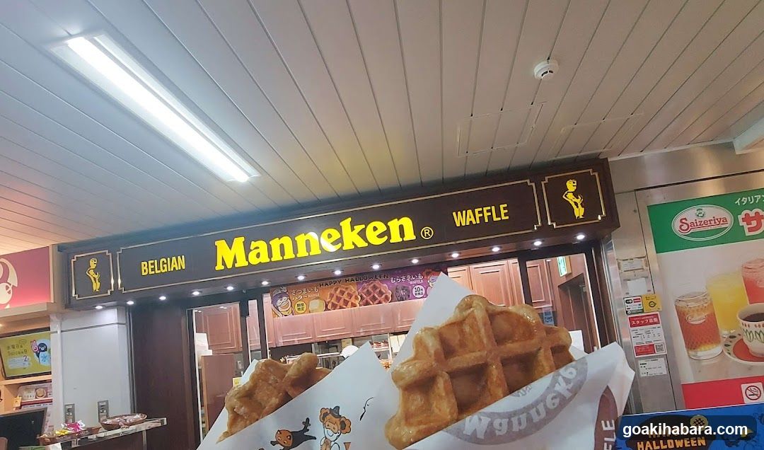 Waffle Shop Interior with Signage and Products