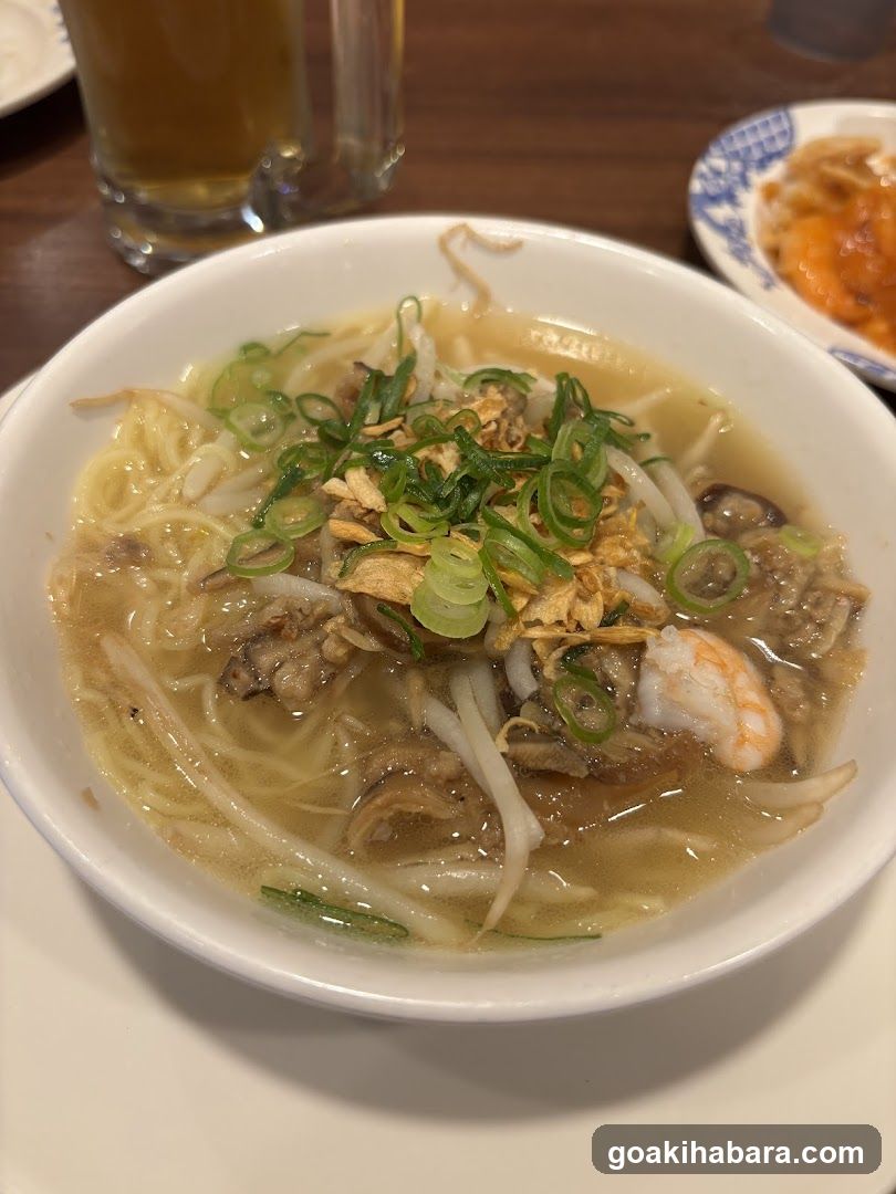 Bowl of Noodle Soup with Garnishes