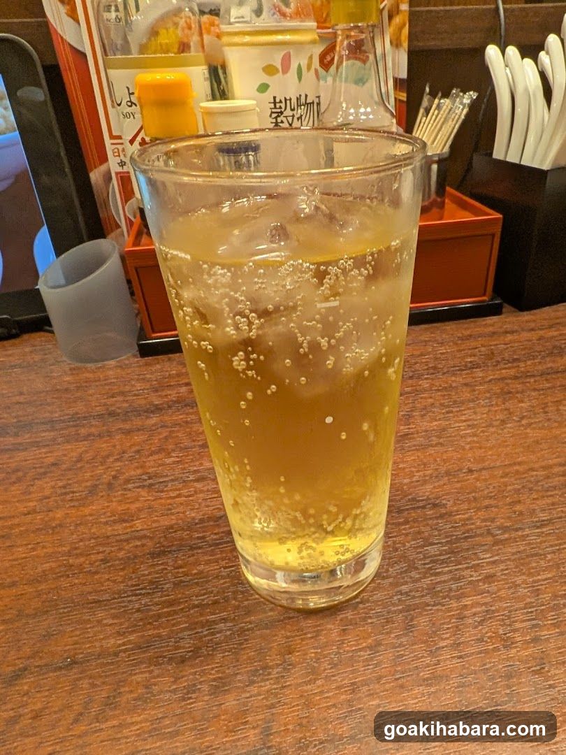 Iced beverage in glass