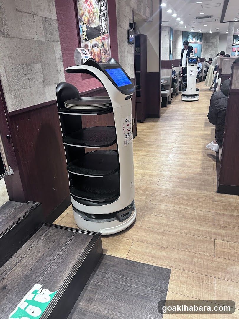 Restaurant Interior with Service Robots