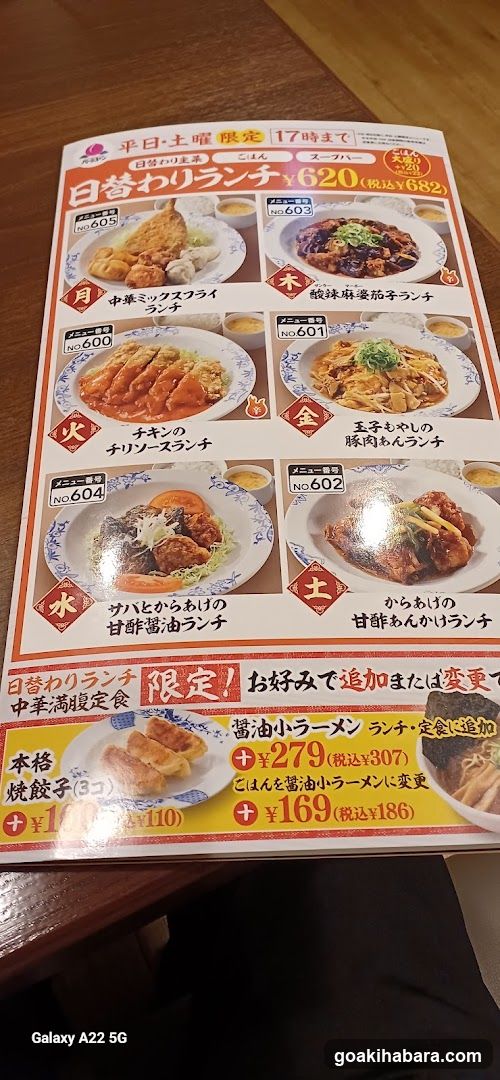 Lunch Menu Display