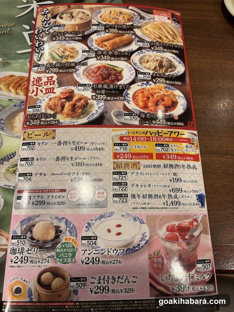 Japanese Restaurant Menu Display