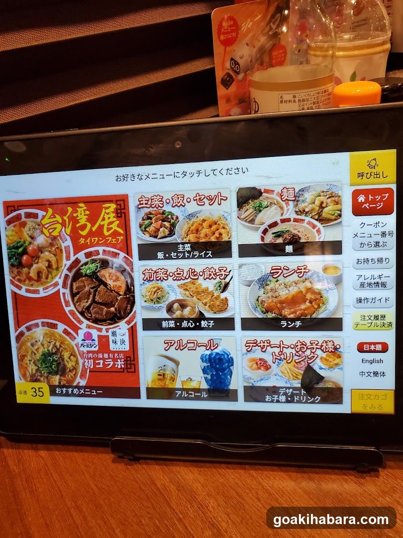 Touchscreen Menu Display