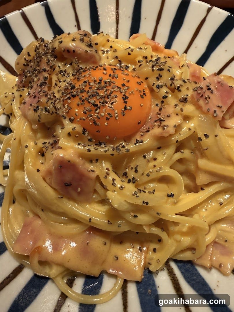 Creamy Pasta with Egg and Ham