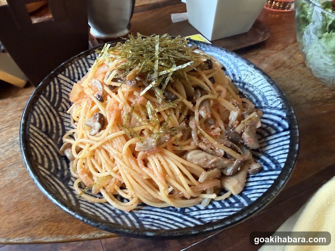 Spaghetti with Mushrooms and Nori