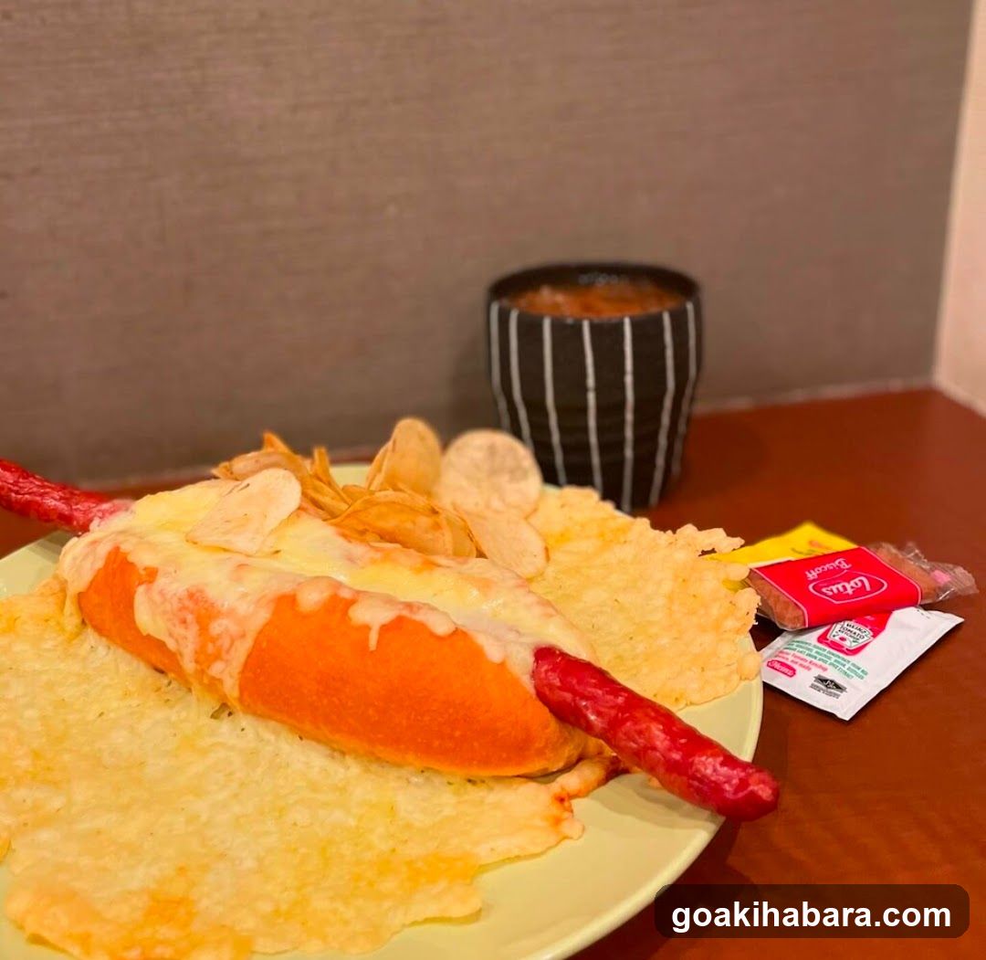 Cheese-Stuffed Hot Dog with Chips