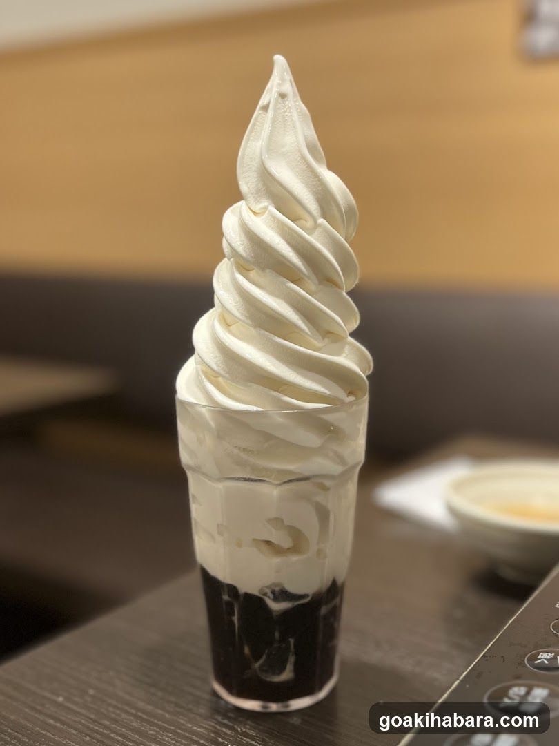 Soft-serve dessert in glass
