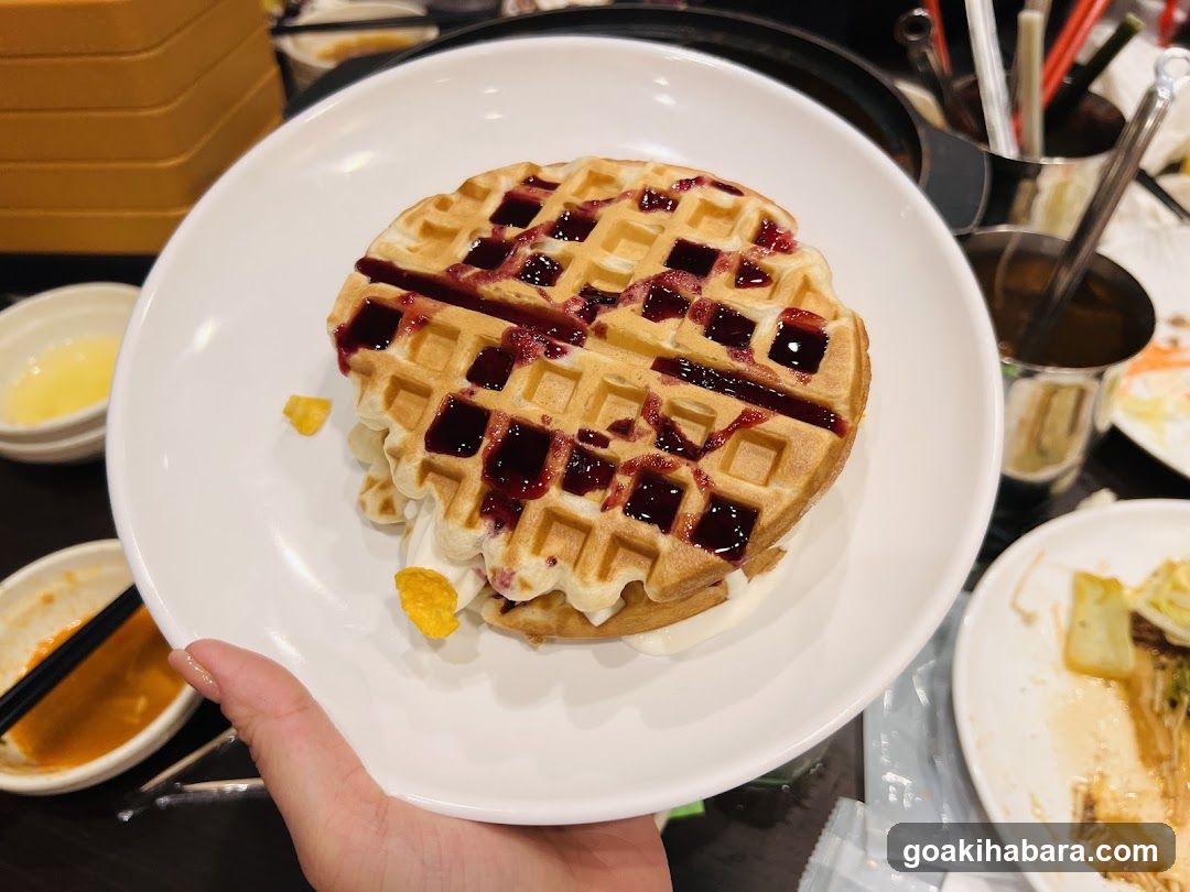 Waffle with Cream and Jam