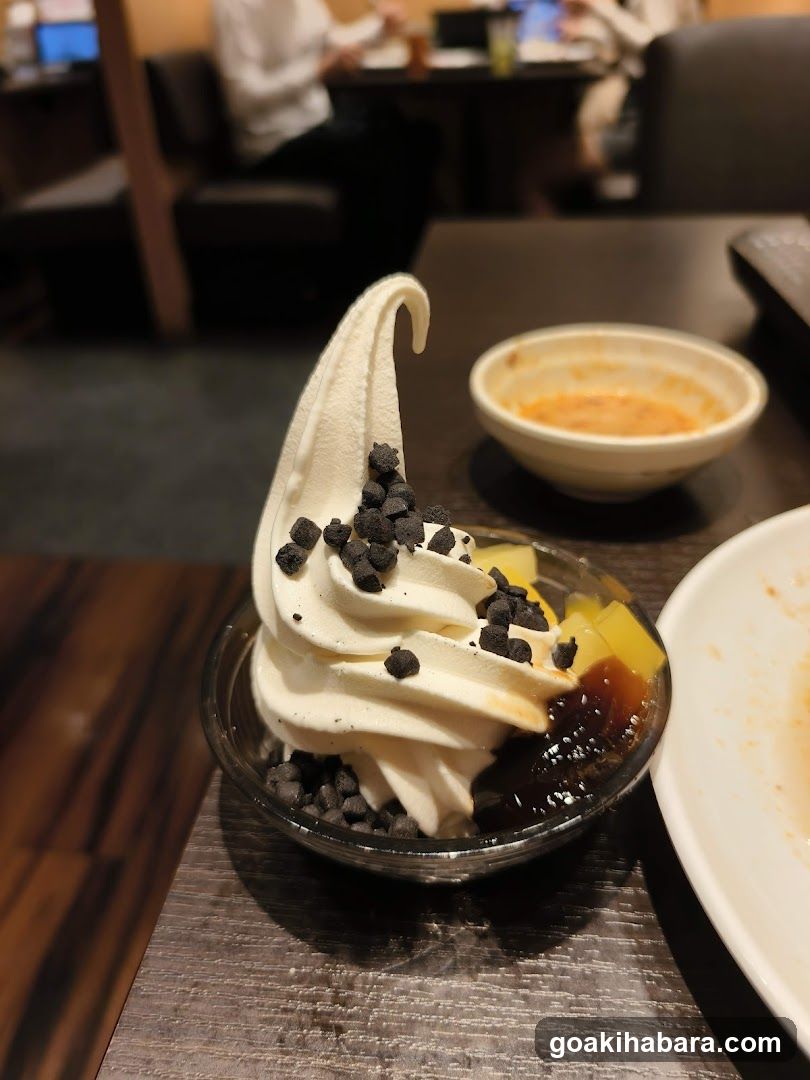 Soft-serve dessert with toppings