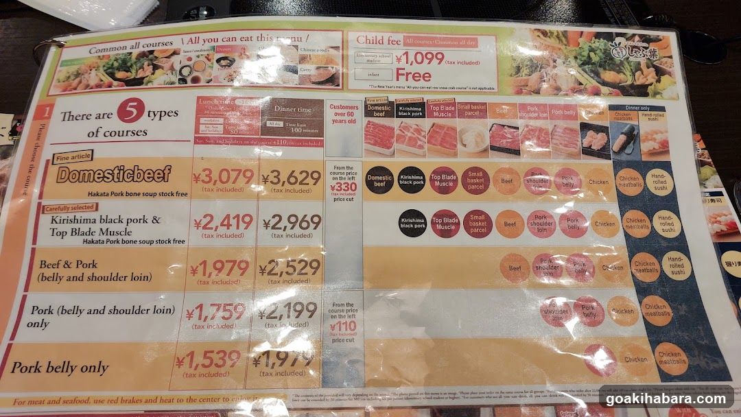 Hot Pot Menu - Domestic Beef & Pork Options