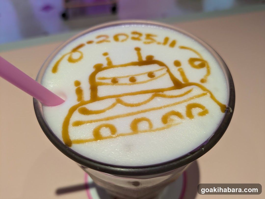 Latte Art Drink with Date and Cake Design