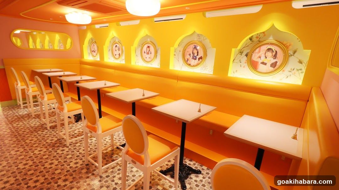 Vibrant Yellow Interior with Framed Portraits