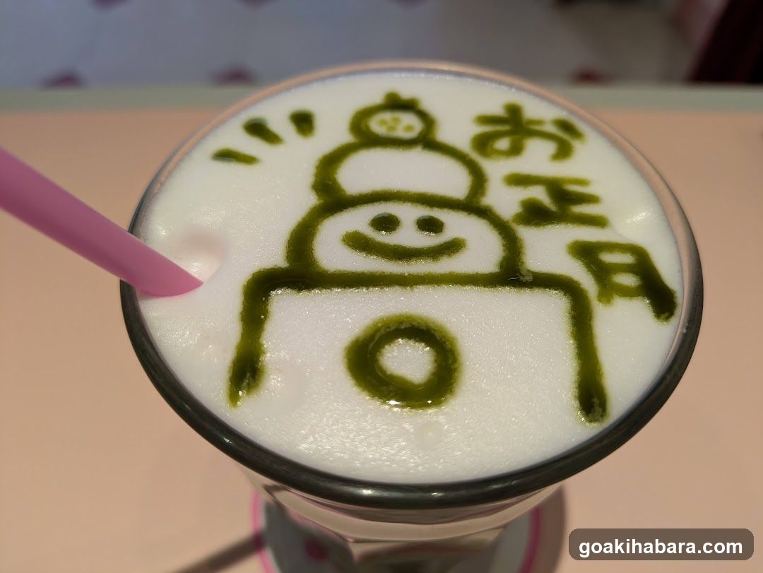 Matcha Latte with Character Art