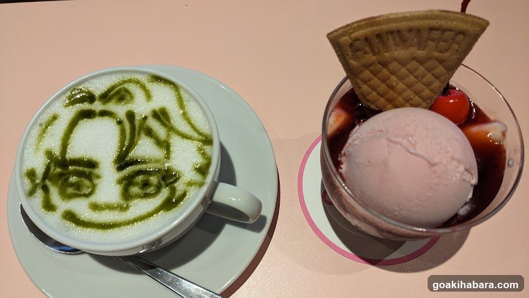 Matcha Latte and Ice Cream Dessert