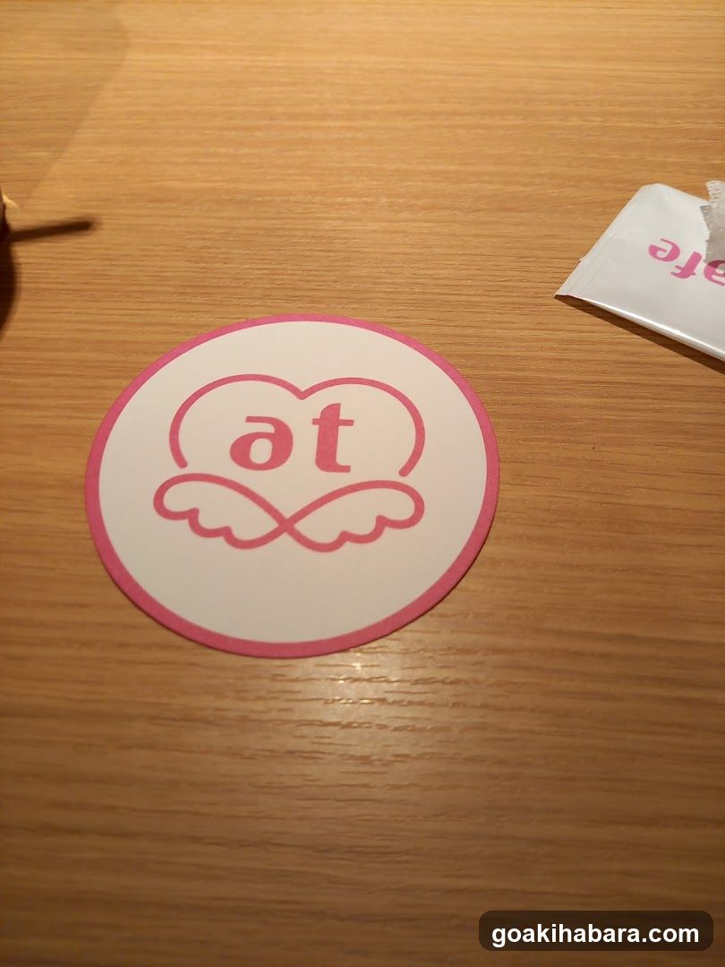 Sticker on wooden table