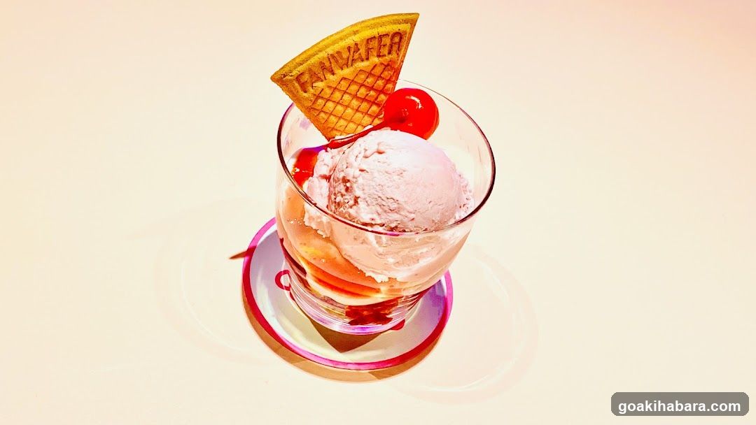 Waffle Cone Dessert with Ice Cream and Cherry