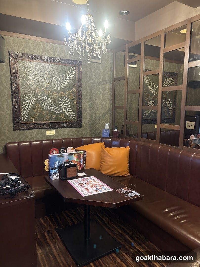 Interior of a restaurant or cafe booth area