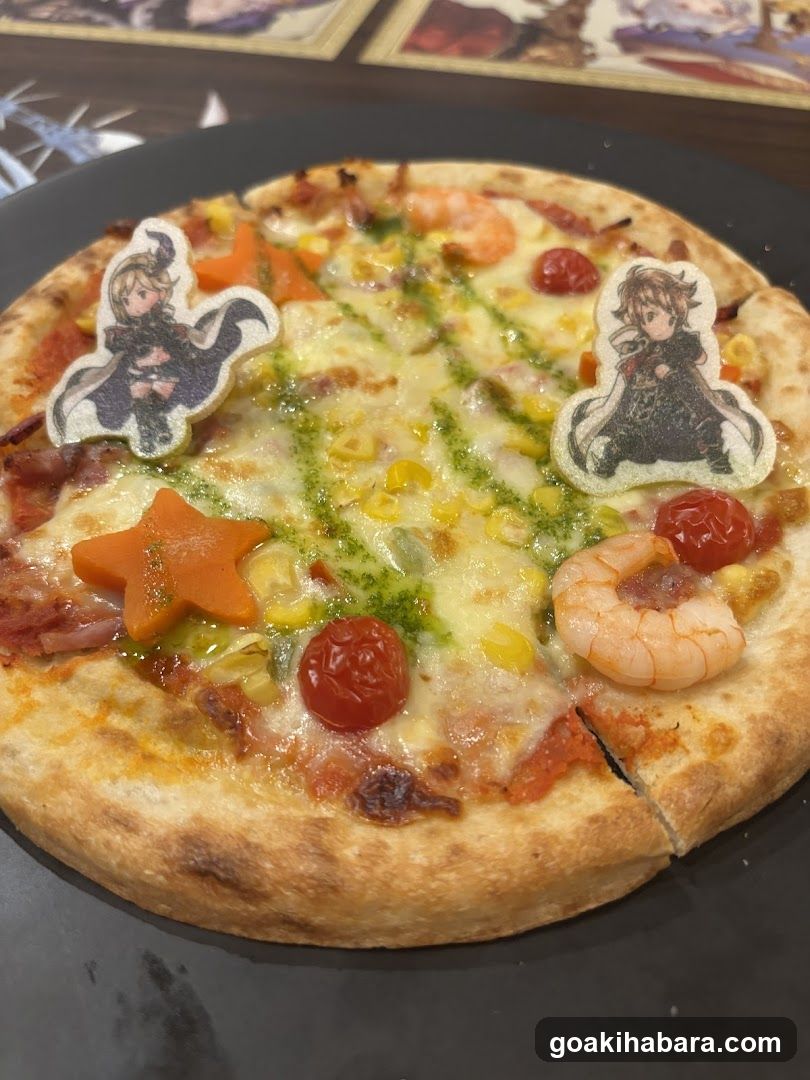 Anime-Themed Pizza with Character Decorations