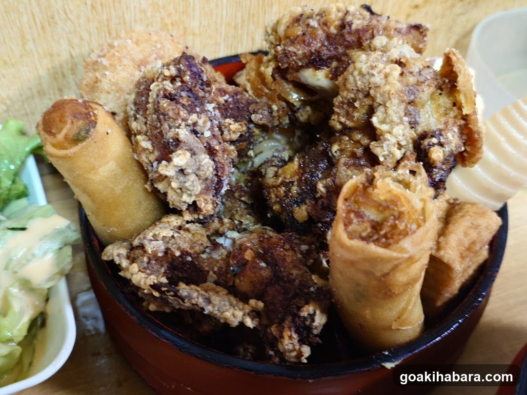 Fried Chicken and Spring Rolls